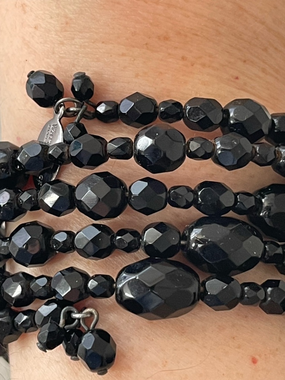 White House Black Market Black Faceted Multi-Strand glass Bead Bracelet